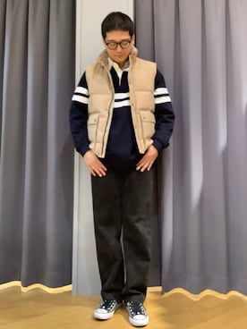 「アイテム（ポロシャツ）」を使った、ebkouhokuさん（メンズ・175cm）の冬コーディネート