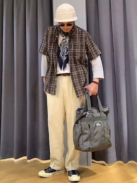 「アイテム（バックパック/リュック）」を使った、ebkouhokuさん（メンズ・181cm）の夏コーディネート