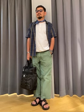 「アイテム（バックパック/リュック）」を使った、ebkouhokuさん（メンズ・173cm）の夏コーディネート