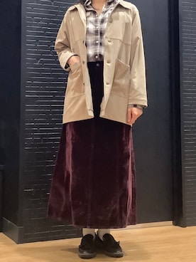 「アイテム（デニムスカート）」を使った、ebkouhokuさん（レディース・170cm）の秋コーディネート