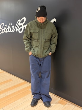 「Eddie Bauer（エディーバウアー）のマルチポケット フーディ（マウンテンパーカー、グリーン系）」を使った、ebkouhokuさん（メンズ・181cm）の春コーディネート