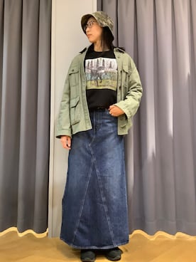 「アイテム（バンダナ/スカーフ）」を使った、ebkouhokuさん（レディース・170cm）の冬コーディネート