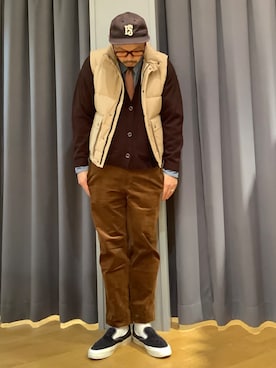 「アイテム（ダウンベスト）」を使った、ebkouhokuさん（メンズ・181cm）の冬コーディネート