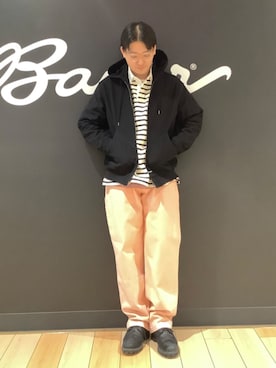 「Eddie Bauer（エディーバウアー）のフィールドパーカー（ブルゾン、ブラック系）」を使った、ebkouhokuさん（メンズ・181cm）の春コーディネート