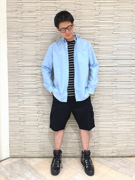 「Eddie Bauer（エディーバウアー）のアイテム（カーゴパンツ）」を使った、ebkouhokuさん（メンズ・175cm）の春コーディネート
