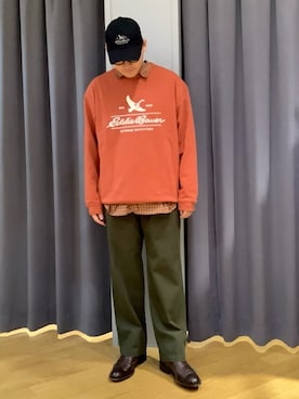 「アイテム（チノパンツ）」を使った、ebkouhokuさん（メンズ・175cm）の秋コーディネート