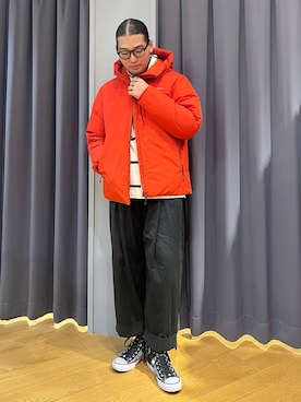 「Eddie Bauer（エディーバウアー）のアイテム（ダウンジャケット/コート）」を使った、ebkouhokuさん（メンズ・175cm）の秋コーディネート