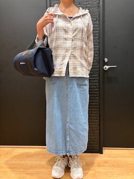 「Eddie Bauer（エディーバウアー）のラージ ボストンバッグ（ボストンバッグ、ブラック系）」を使った、ebkouhokuさん（メンズ・175cm）の夏コーディネート