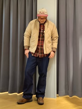 「アイテム（ダウンジャケット/コート）」を使った、ebkouhokuさん（メンズ・181cm）の秋コーディネート