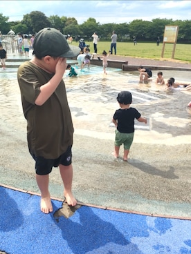 「BREEZE（ブリーズ）の＜SOTOASO-B＞サイドメッシュキャップ（Cap、ブラック系）」を使った、chilltohaさん（キッズ・120cm）の春コーディネート