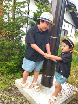 「H&M（エイチ・アンド・エム）のアイテム（帽子）」を使った、chilltohaさん（キッズ・120cm）の夏コーディネート
