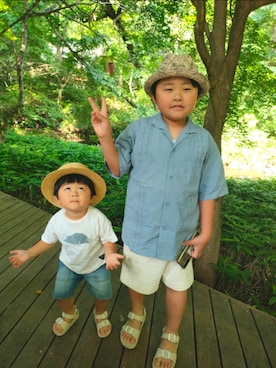 「H&M（エイチ・アンド・エム）のアイテム（帽子）」を使った、chilltohaさん（キッズ・120cm）の夏コーディネート