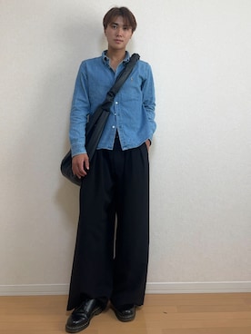 「アイテム（ドレスシューズ）」を使った、かなたさん（メンズ・168cm）の秋コーディネート