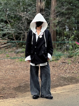 「ADRER（アドラー）のアイテム」を使った、飯久一愛さん（メンズ・175cm）の春コーディネート