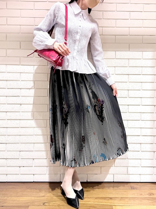 Desigual（デシグアル） ロング スカート ストライプ花柄プリーツ