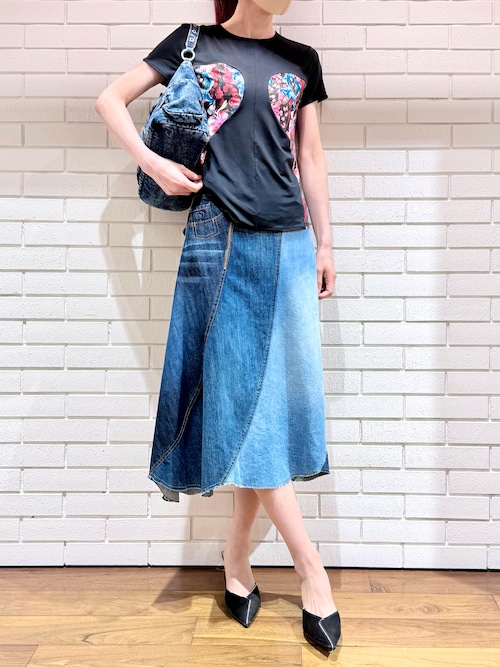 Desigual（デシグアル） デニムスカート デニムパッチボリュームミディ