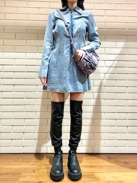 「シャツワンピース」｜Desigual 西宮阪急 STAFFさん（レディース・167cm）の秋コーディネート