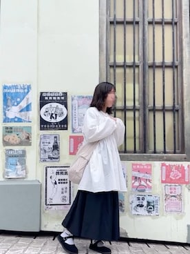 「153cm」｜「アイテム（チュニック）」を使った、manman33さん（レディース・155cm）の春コーディネート