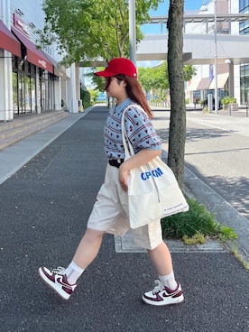 「162cm」｜「アイテム（帽子）」を使った、エリンギえり子さん（レディース・162cm）の夏コーディネート