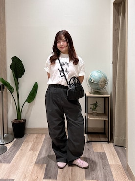 「アイテム（ボストンバッグ）」を使った、エリンギえり子さん（レディース・162cm）の夏コーディネート