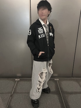 「アイテム（スウェットパンツ）」を使った、ただの低身長大学生さん（メンズ・165cm・10代）の秋コーディネート