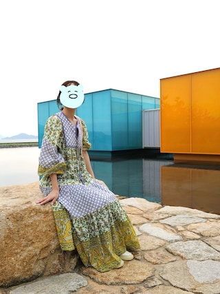 slobe iena インドパネルプリントドッキングワンピース　yellow SLOBE IENA（スローブイエナ）の「インドパネルプリント