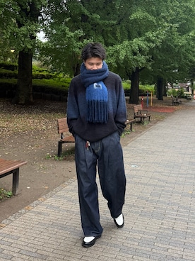 「アイテム（マフラー）」を使った、琉星さん（メンズ・182cm）の秋コーディネート