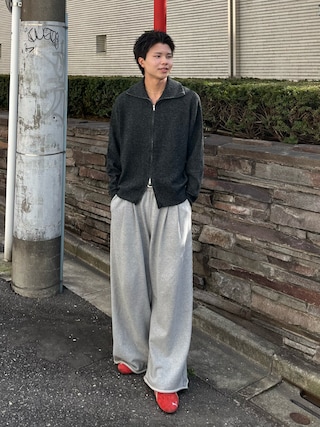 「SINSS(シンス)のLoose silhouette zip knit / ルーズシルエットジップニット(ニット/セーター)」を使った、琉星さん(メンズ・181cm)の冬コーディネート