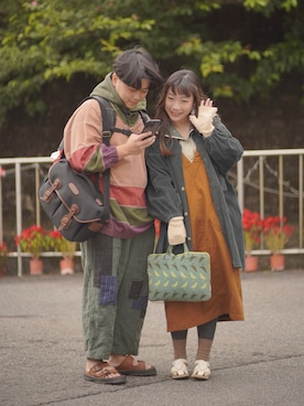 「アイテム（つなぎ/オールインワン）」を使った、阿詹さん（レディース・158cm）の冬コーディネート