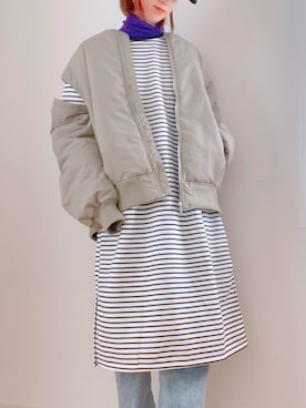 「kutir（クティール）のアイテム（MA-1）」を使った、みぃさん（レディース・168cm）の冬コーディネート