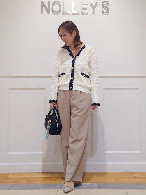 セール】《手洗い可能》カットジャガード金ボタンカーディガン