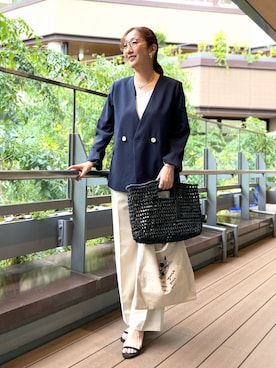 「アイテム（ノーカラージャケット）」を使った、Kagawaさん（レディース・161cm）の夏コーディネート