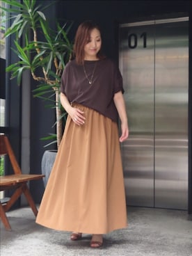 「秋色コーデ」｜「アイテム（アクセサリー）」を使った、Kagawaさん（レディース・161cm）の夏コーディネート
