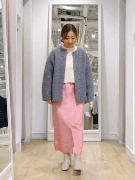 「ケーブルニット」｜「アイテム（ブルゾン）」を使った、Kagawaさん（レディース・161cm）の秋コーディネート