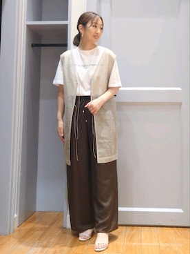 「ジレ」｜「アイテム（ブルゾン）」を使った、Kagawaさん（レディース・161cm）の夏コーディネート