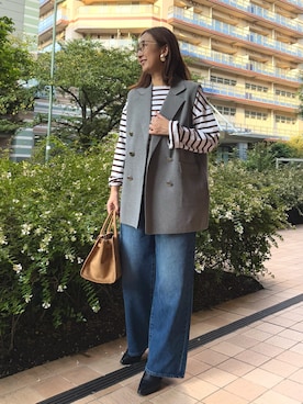 「アイテム（イヤリング）」を使った、Kagawaさん（レディース・161cm）の秋コーディネート