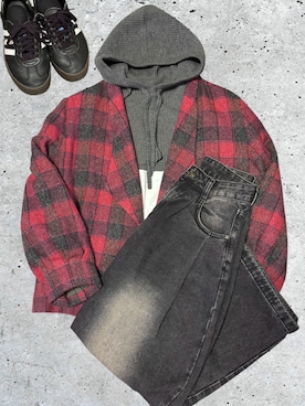 「アイテム（ネックウォーマー/スヌード）」を使った、カニさん（レディース・152cm）の秋コーディネート