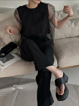 「JIL SANDER（ジルサンダー）のアイテム」を使った、hara sayakaさん（レディース・156cm）の夏コーディネート