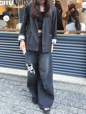 「アイテム（テーラードジャケット）」を使った、illbebyoursideさん（レディース・165cm）の秋コーディネート