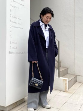 「ガウンコート」｜「アイテム（その他アウター）」を使った、mitaniiiiiさん（レディース・168cm）の冬コーディネート