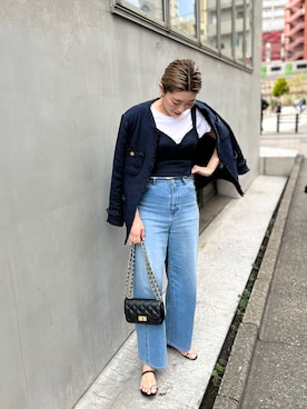 「春服デビュー宣言」｜「アイテム（ノーカラージャケット）」を使った、mitaniiiiiさん（レディース・168cm）の春コーディネート