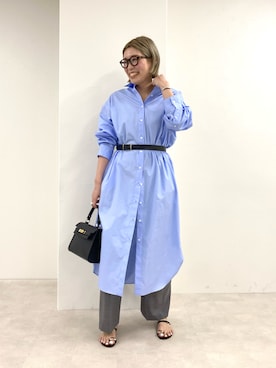 「ハイトーンカラー」｜「アイテム（シャツワンピース）」を使った、mitaniiiiiさん（レディース・168cm）の冬コーディネート
