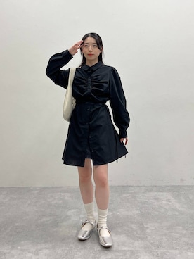 「シャツワンピ」｜みれいさん（レディース・150cm）の春コーディネート