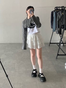 「NOT4NERD（ノットフォーナード）のアイテム（ライダースジャケット）」を使った、みれいさん（レディース・150cm）の秋コーディネート