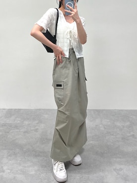「カーゴスカート」｜みれいさん（レディース・150cm）の春コーディネート
