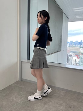 「アイテム（デニムスカート、グレー系）」を使った、みれいさん（レディース・150cm）の夏コーディネート