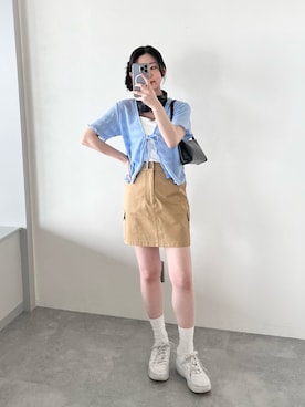 「カーゴスカート」｜みれいさん（レディース・150cm）の春コーディネート