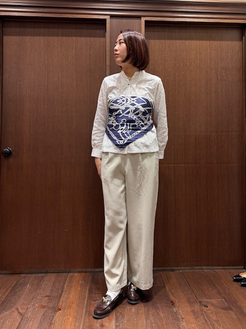 コットンペイズリー刺繍 スキッパーブラウス（シャツ/ブラウス