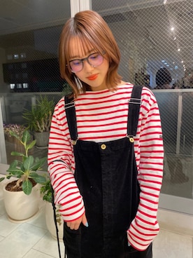 「Simplicite（サンプリシテ）のアイテム（オールインワン・サロペット）」を使った、MIMIさん（レディース・154cm）の秋コーディネート