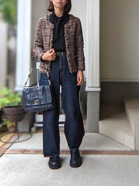 「ANYA HINDMARCH（アニヤハインドマーチ）のアイテム（バッグ）」を使った、cauxacuyさん（レディース・163cm）の秋コーディネート